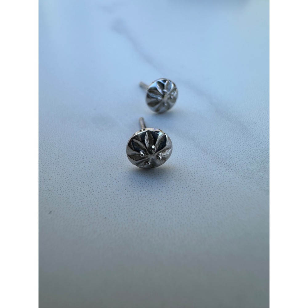Engraved Sterling Silver Round‎ Stud Earrings Minimalist Jewelry 925